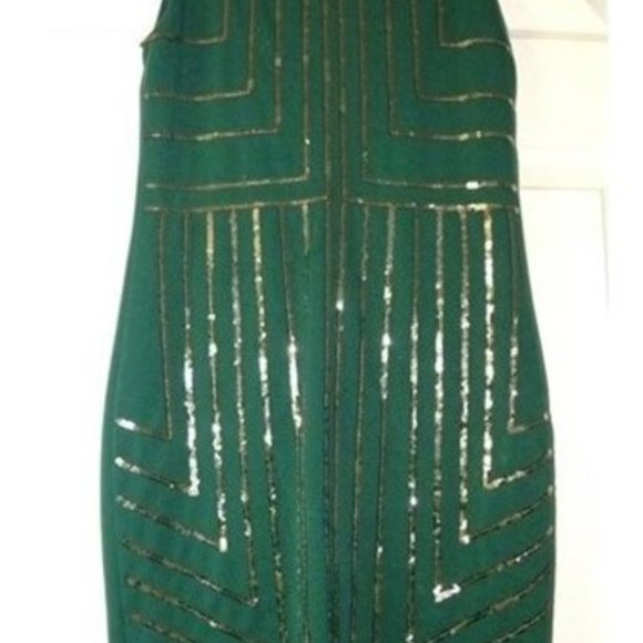 Girl Size Large 10-12 - Green & Silver Dress by Nicole Miller - Picture 2 of 2